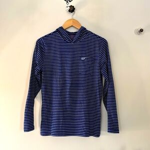 Vineyard Vines Edgartown Hooded Long Sleeve T-Shirt Blue Striped boys size L
